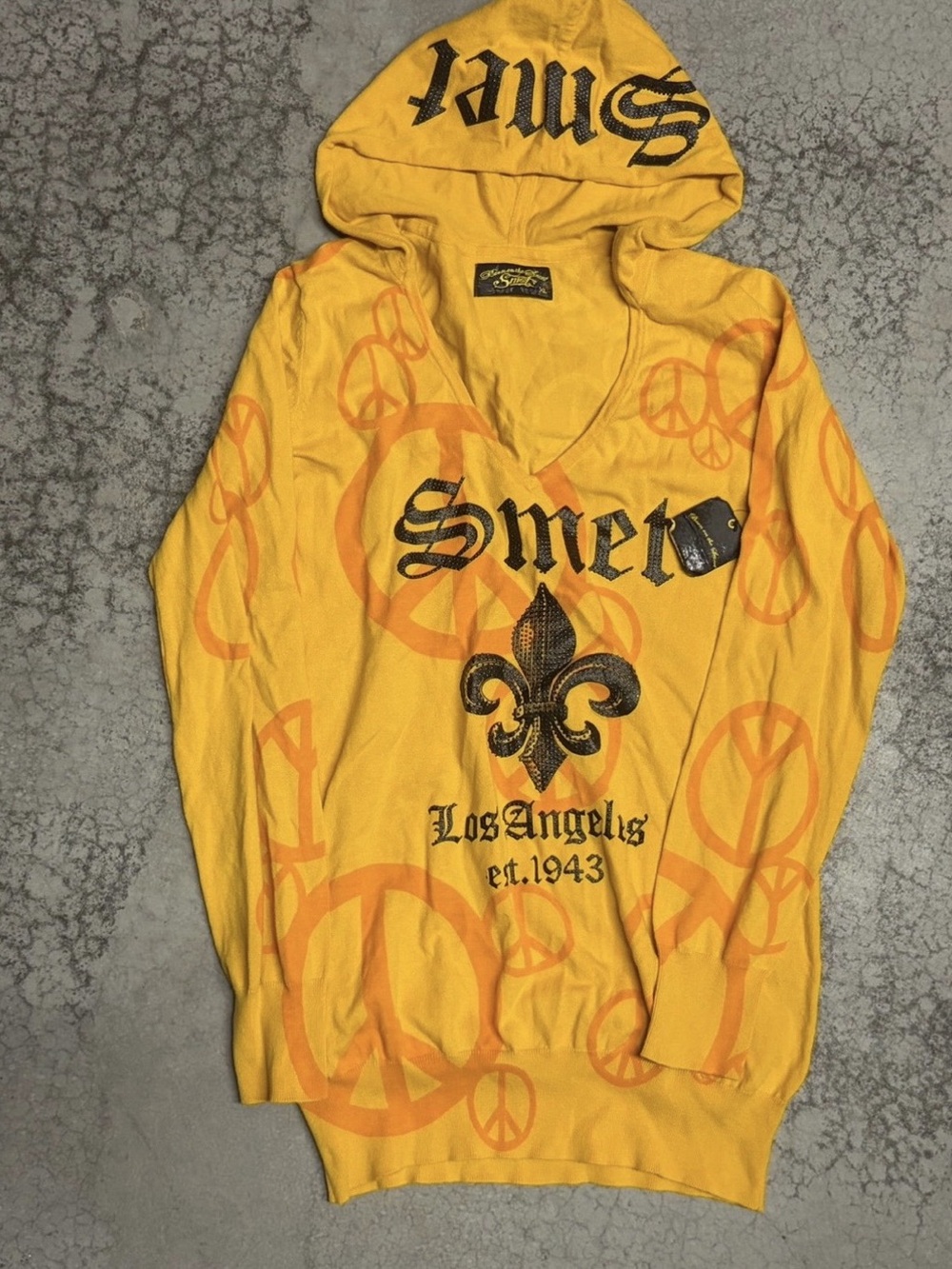 Vintage Y2K Smet Christian Audigier Born on the Street Hoodie Rhinestones Size X